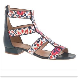 J. Crew Floral Leather Gladiator Sandals